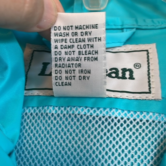 Women’s LL Bean Sz M Aqua hooded raincoat 2 front/1 interior pockets ventilation - Picture 4 of 12